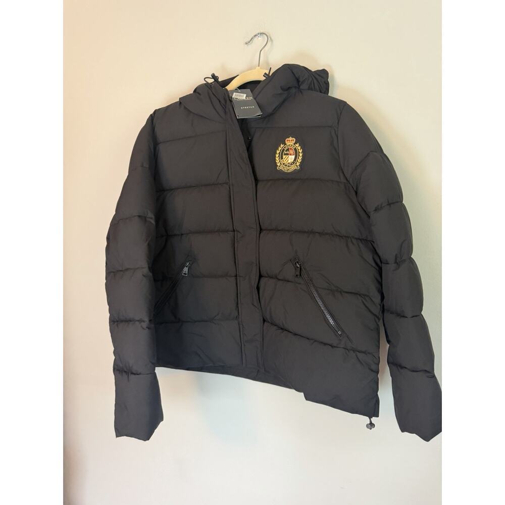 Lauren Ralph Lauren Black Crested Hooded Puffer Coat Ladies XL NWT
